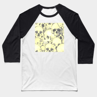 Tiling Desert Yellow Skull Pattern - Sand and Dust Baseball T-Shirt